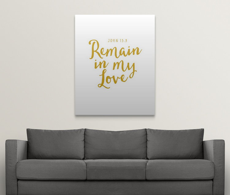 « john 15:9-scripture art », art textuel, H 20 po x l 16 po x P 1,5 po, Toile