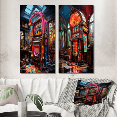 Colorfull Jukebox Photography - Jukeboxes Wall Decor Set Of 2