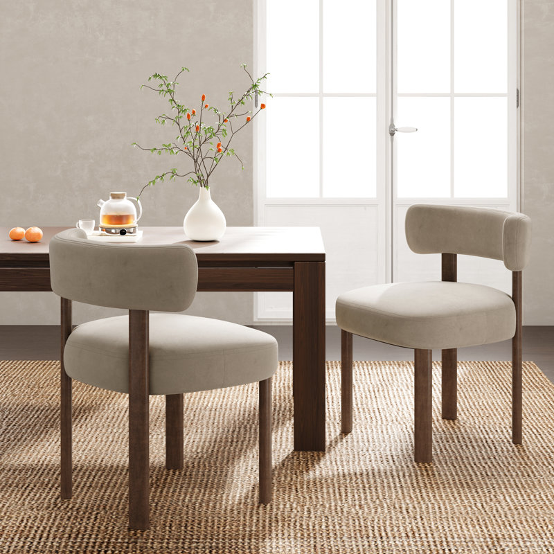Upholstered Solid Wood Dining Chair Side Chair, Camel