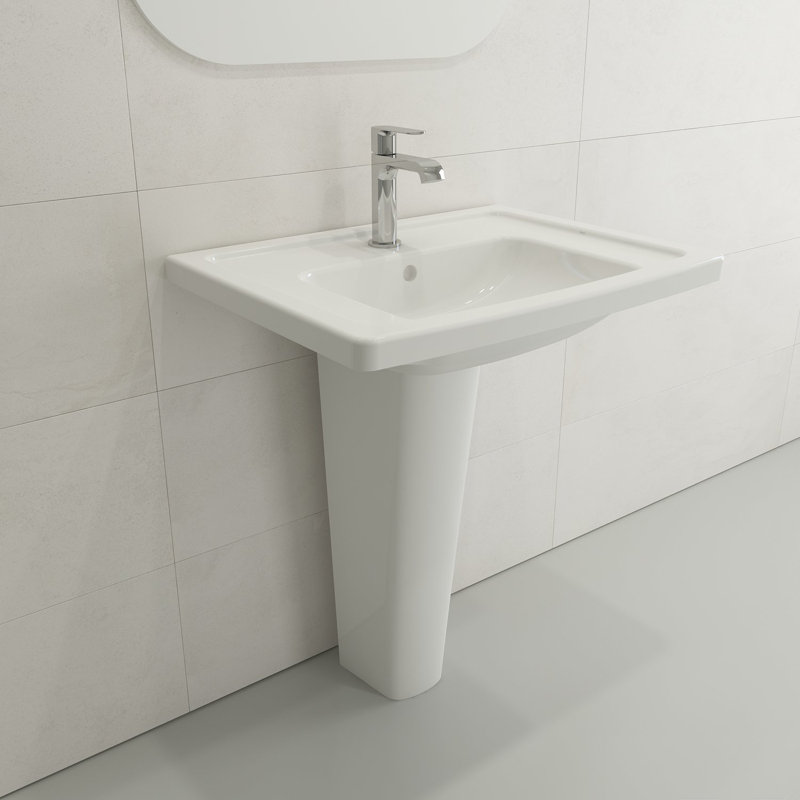 Taormina 26'' L Bathroom Sink, White, Single-Hole