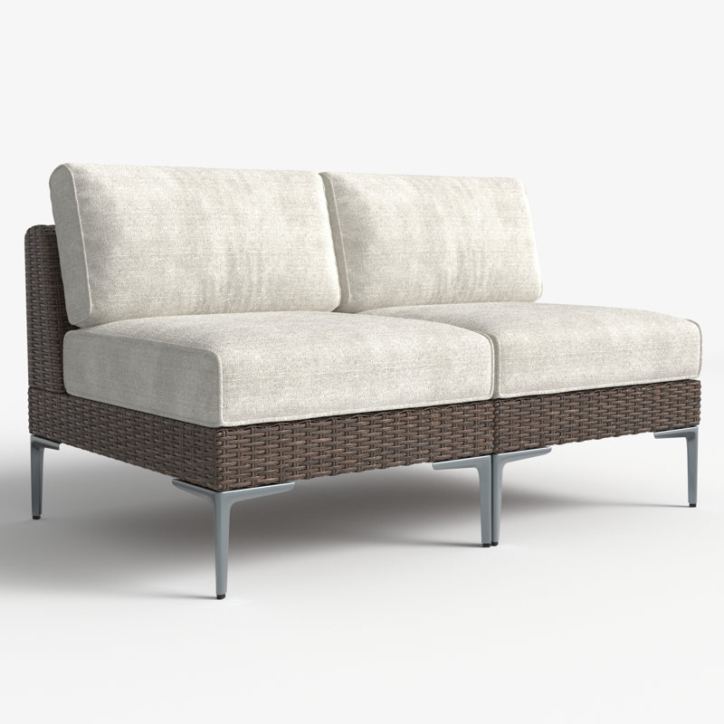 Wicker Outdoor Armless Lounge Chair, Beige