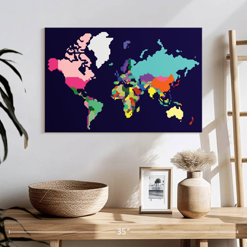 Carte du monde pastel Aliaz, H 16 po x l 24 po