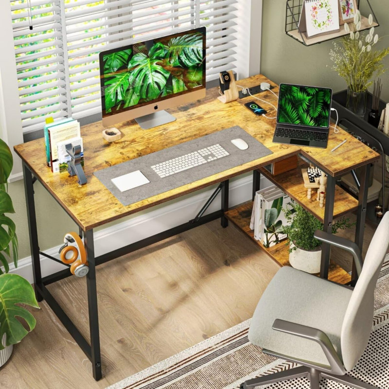 MDF Steel Computer Desk, Brown/Black