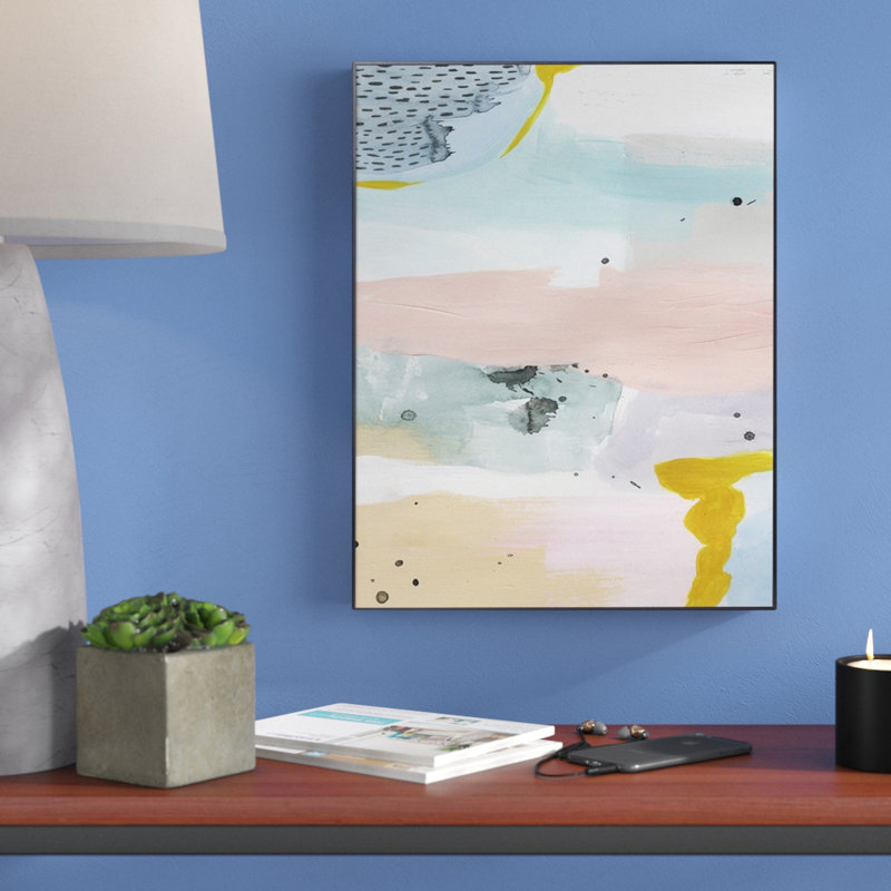 « brouilléed daybreak iv », peinture sur toile, Cadre flottant noir, H 25,7 po x l 19,7 po x P 1,75 po