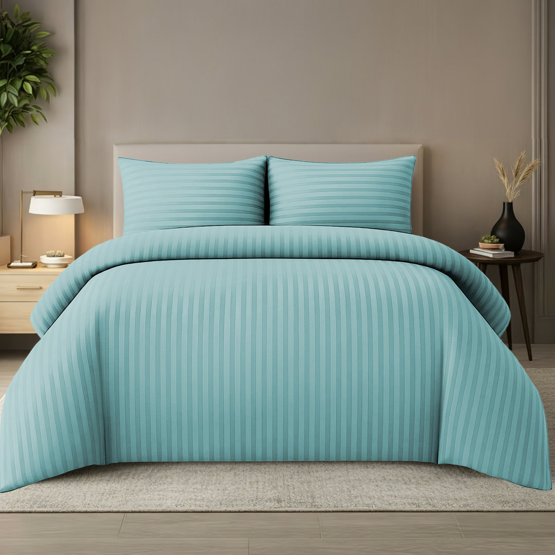Microfiber Striped Duvet Cover Set