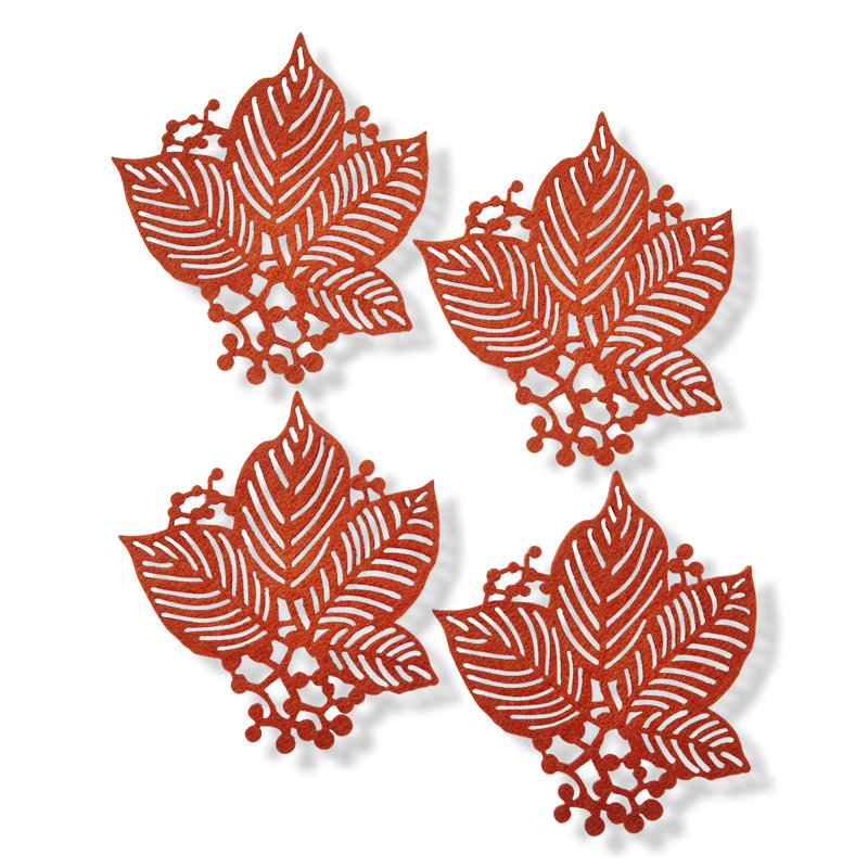 Leaf Berry Coaster S/4