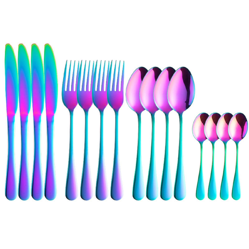 Service de couverts 16 pièces Cashus pour 4 personnes, Bleu / rose