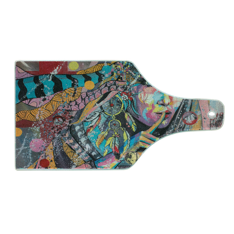 Multicolore Ambesonne, planche à découper abstraite en verre trempé, art abstrait