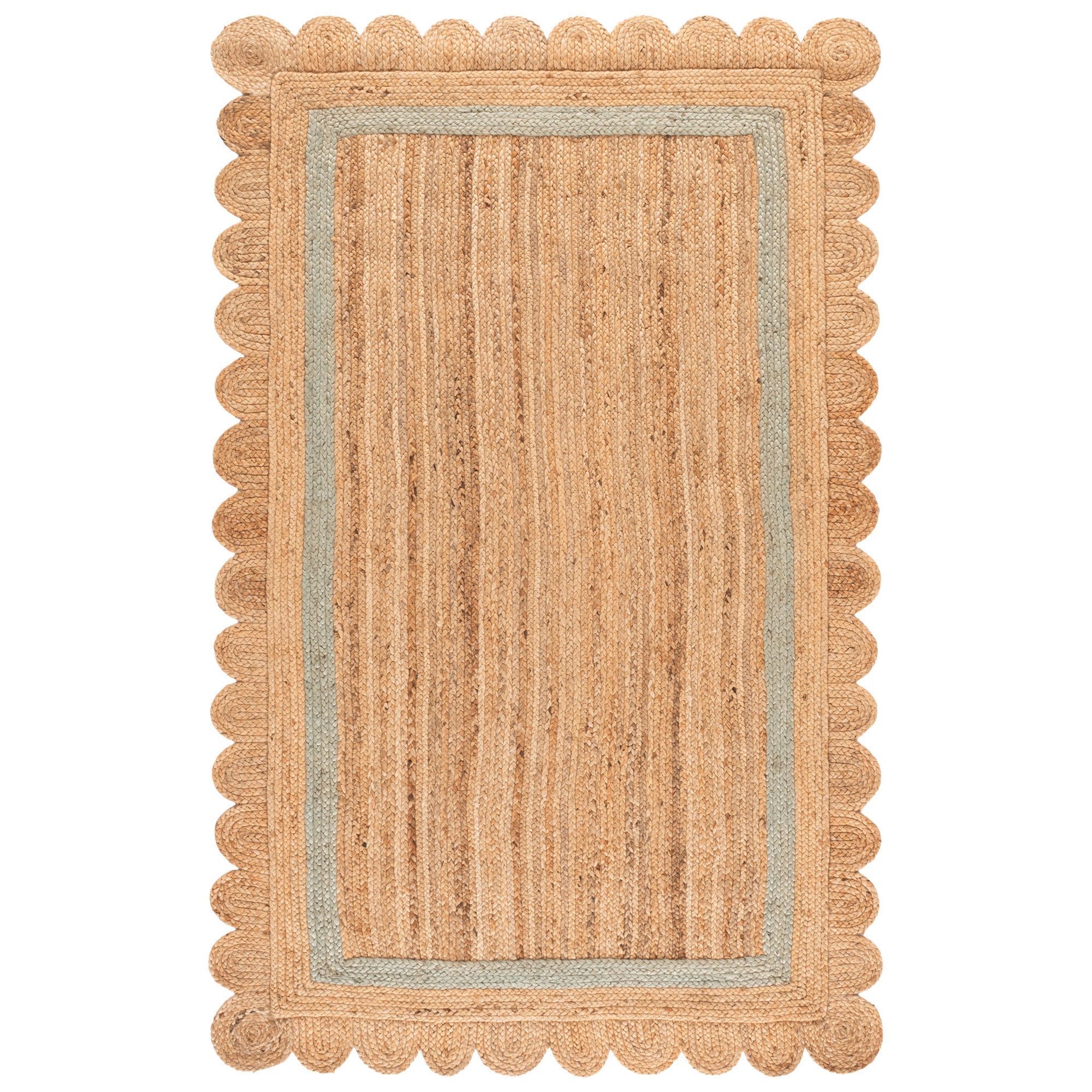 Natural Fiber 896 Hand Woven Jute Pile Geometric Rug, Rectangle 5' x 8'