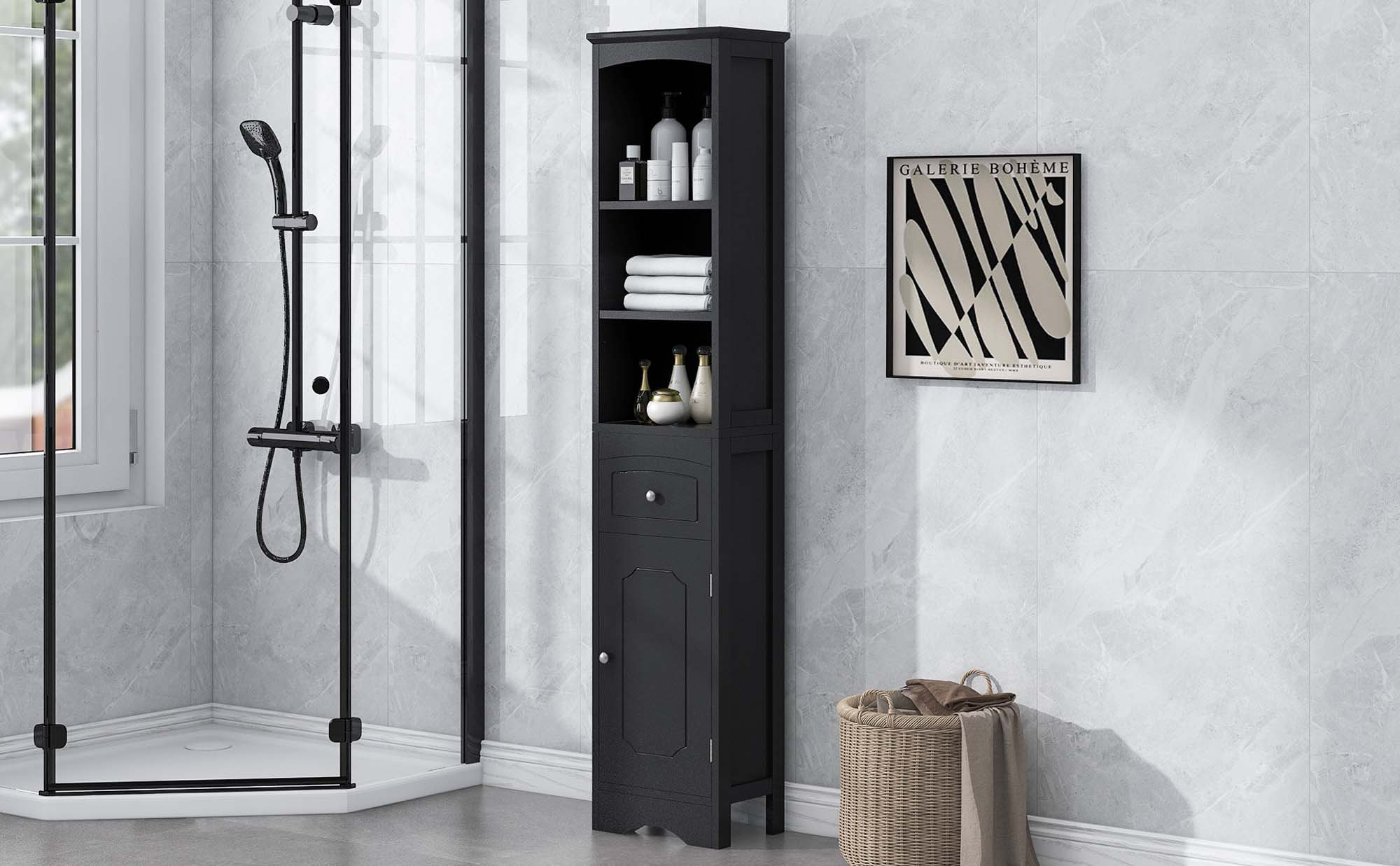 Red Barrel Studio Modern Tall Linen Cabinet, Bathroom Storage Cabinet ...