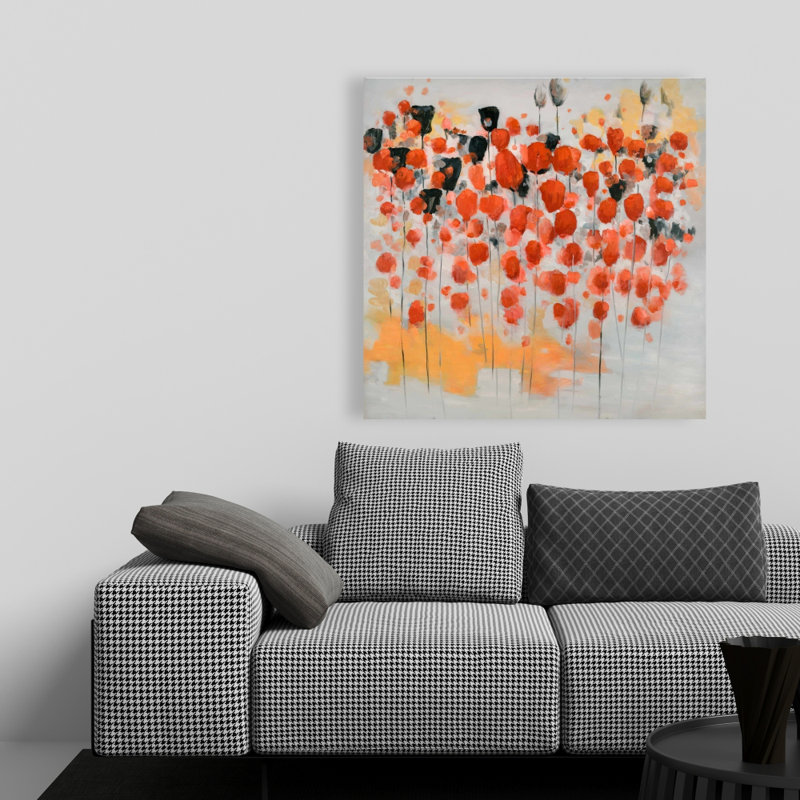 Toile abstraite à pois rouges sur le terrain | Décoration de chambre à coucher