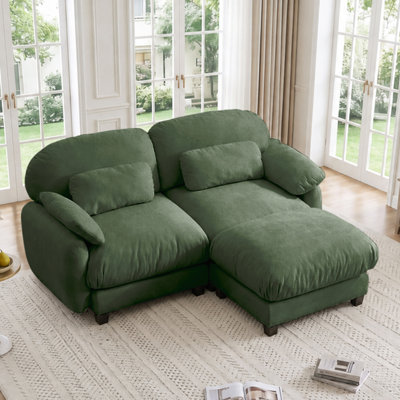 Canapé d'angle moderne 2 places effet nuage avec pouf amovible, ensemble de canapés modulables et confortables, assise profonde, mobilier à combinaison libre pour salon, bureau ou appartement