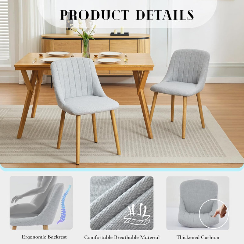 48.26cm H Linen Blend Upholstered Upholstered Back Accent in Gray