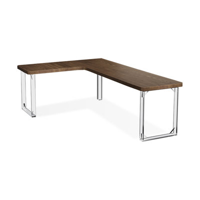 Bureau rectangulaire brun, bois massif transparent et acrylique