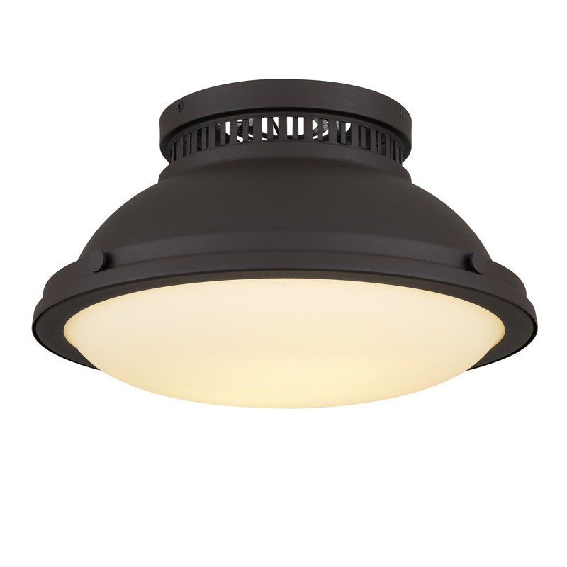 2-Light 14-in Dark Bronze Flush Mount, Antique Bronze, 8" H x 14" W x 14" D, 2 Lights