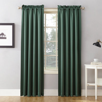Sun Zero Gramercy Thermal Room Darkening Rod Pocket Curtain Panel Pair In Everglade