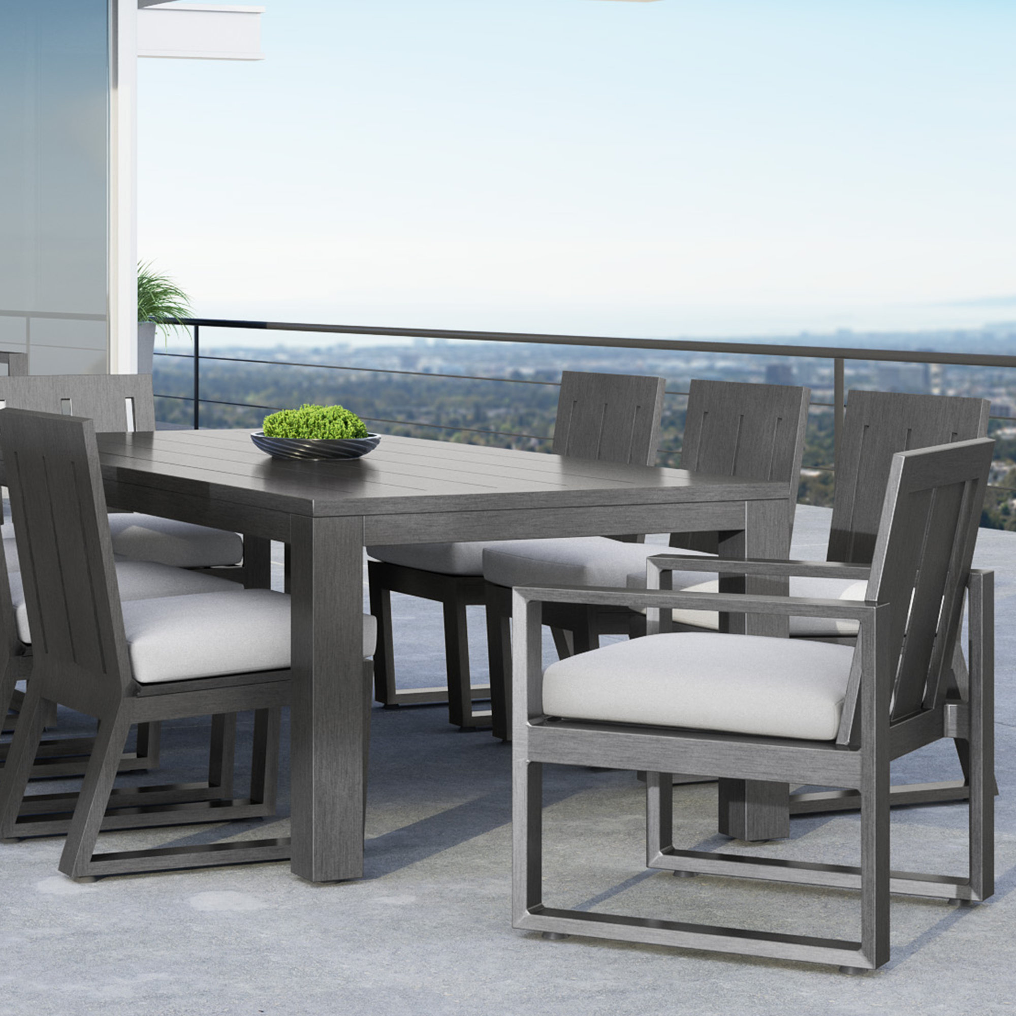Georgie Premium All-Weather Wicker Outdoor Dining Side Chair with Sunbrella® Cushion, Cast Silver Sunbrella®