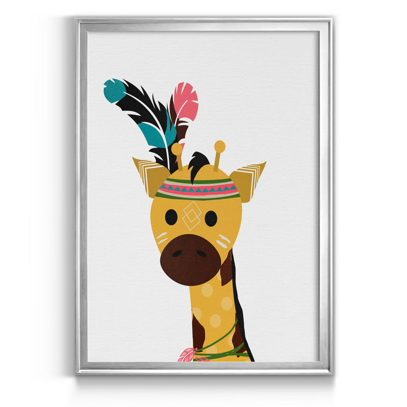 Art encadré Emilio Giraffe, H 26,5 po x l 36,5 po x P 1,5 po, Argent