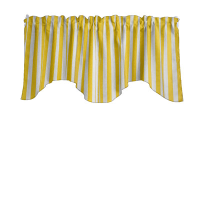 Cotton Blend Striped Scalloped Window Valance