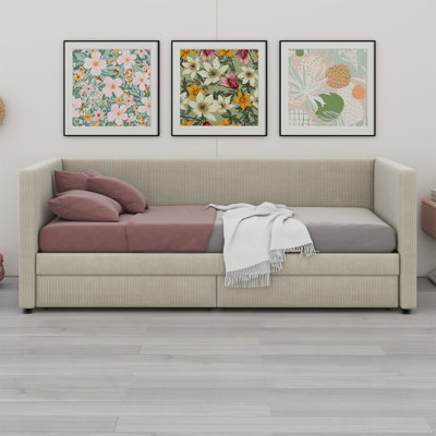 Corduroy Daybed With Two Drawers And Wood Slat by Latitude Run
