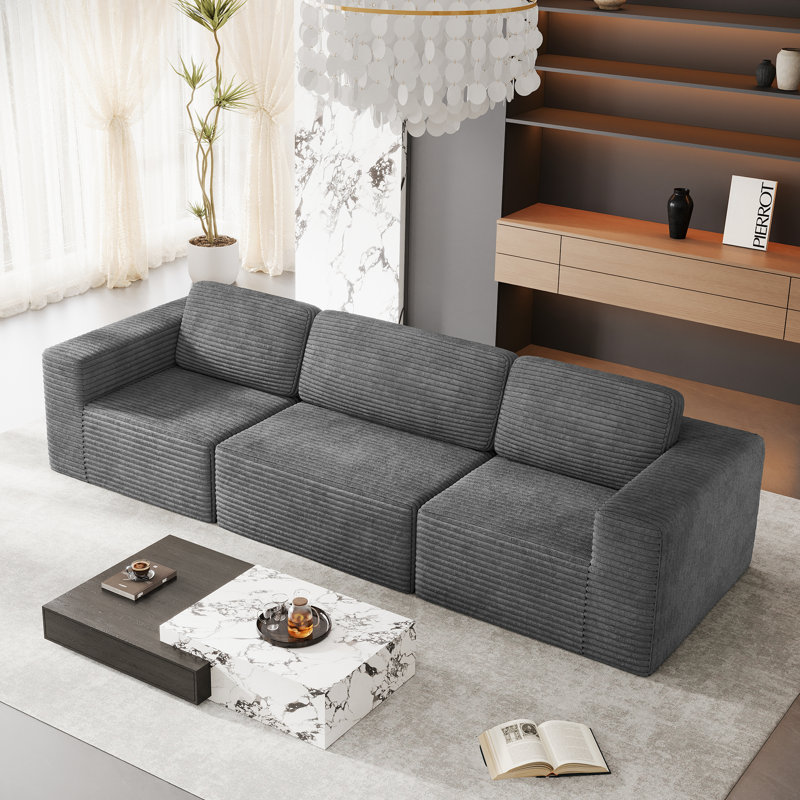 3 Seater Corduroy Sofa, Grey