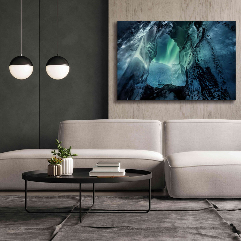 «Northern Lights Aurora Borealis Over Glacier Ice 3» par Epic Portfolio, estampe numérique sur toile