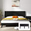 Tête de lit de 80,2 po de largeur - construction en bois, tête de lit moderne, fixation murale avec panneau cannelé, style à oreilles, finition chêne noir, apparence réelle élégante, design 3D contemporain, confortable, rapide-973060603-973060581