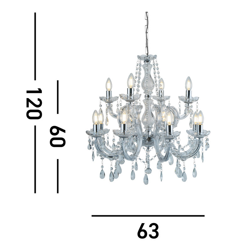 Kelly 12 - Light Candle Style Chandelier, Chrome