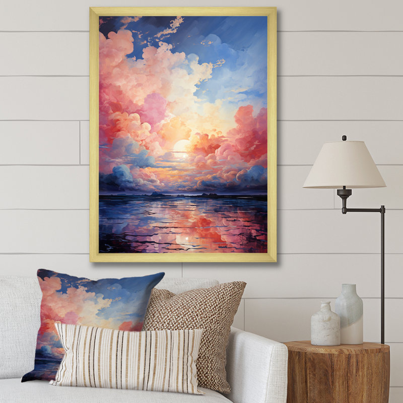 «Clouds Skys Canvas II», art mural paysage et nature, H 20 po x l 12 po x P 1 po, Encadrement doré