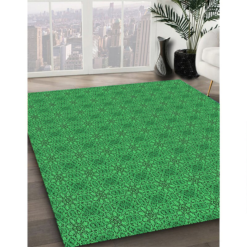 Tapis 100% à motifs lavables à la machine 2989 WSHPAT488GRN, Carré 7 pi