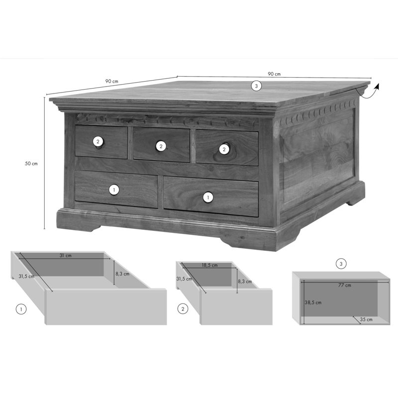 Oxford Coffee Table with Storage, Honey