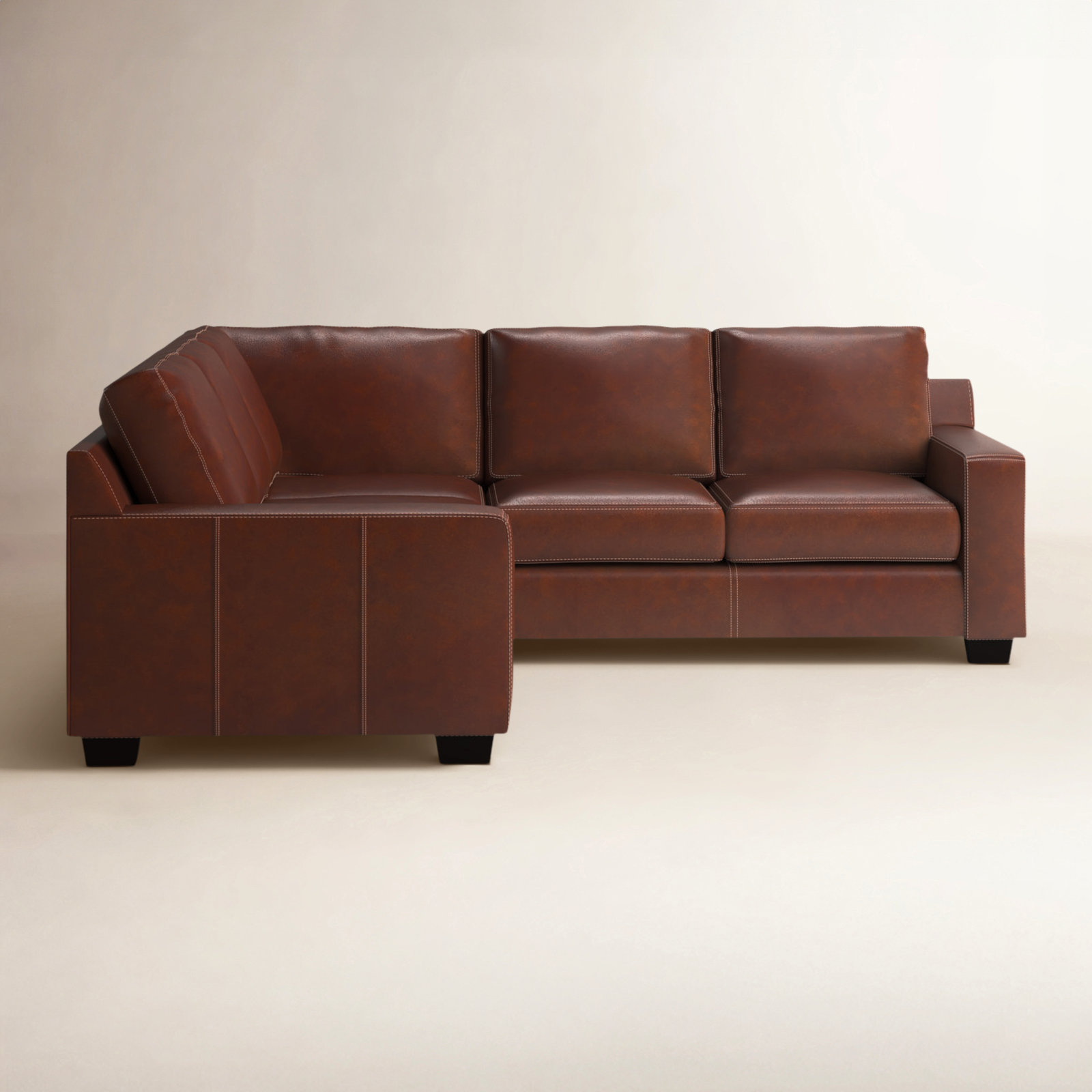 Delores 2 - Piece Upholstered Sectional, Sidekick Cobble Stone Genuine Leather