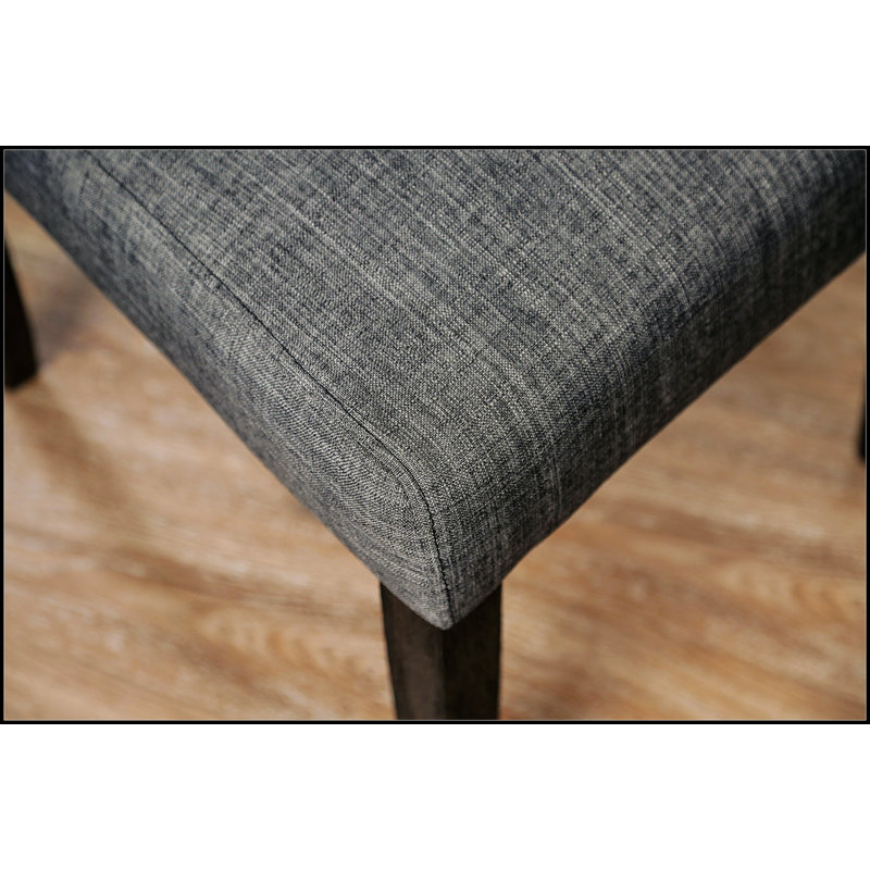 Ensemble de 2 chaises d'appoint classiques avec tissu capitonné à aspect lin classique et cadre en bois massif gris pour les salles à manger rustiques