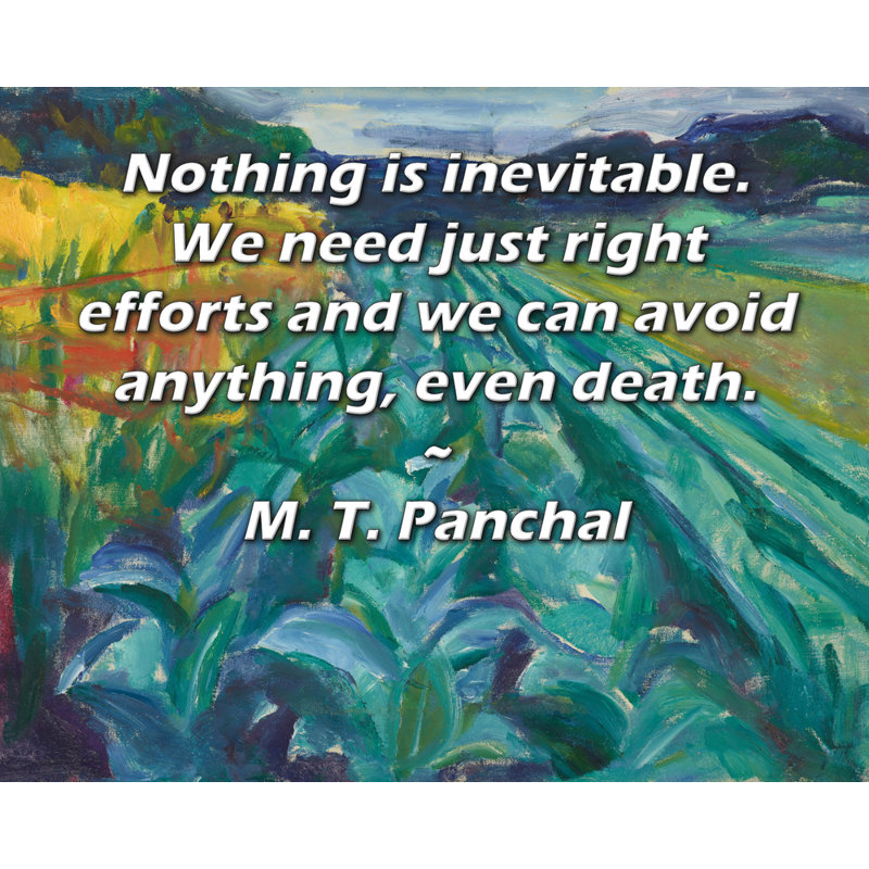 Toile tendue d'ArtsyQuotes par M. T. Panchal: «Rien n'est inévitable. Nous avons juste besoin de bons efforts et nous pouvons éviter tout, même la mort.