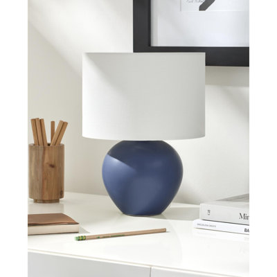 Ceramic Table Lamp with Linen Drum Shade 