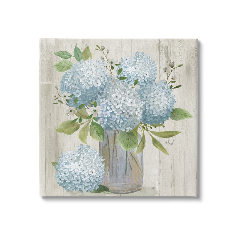 Vase d'hortensias bleus bleu par Nan, H 17 po x l 17 po x P 1,5 po