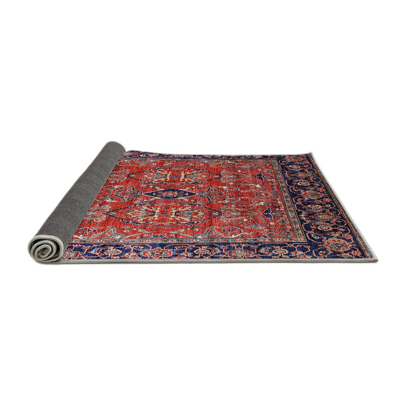 Tapis oriental rouge et bleu, Rond 8 pi