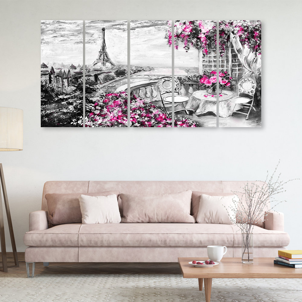 Leinwandbild Paris Eiffel Tower Purple Pastel