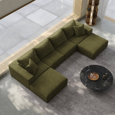 Très grand canapé en nuage éponge, ensemble de canapé modulaire rembourré moderne, ensemble modulaire de salon modulaire en forme de L de 162 po avec 6 coussins, canapé-lit combiné gratuit pour le salon, la chambre à coucher