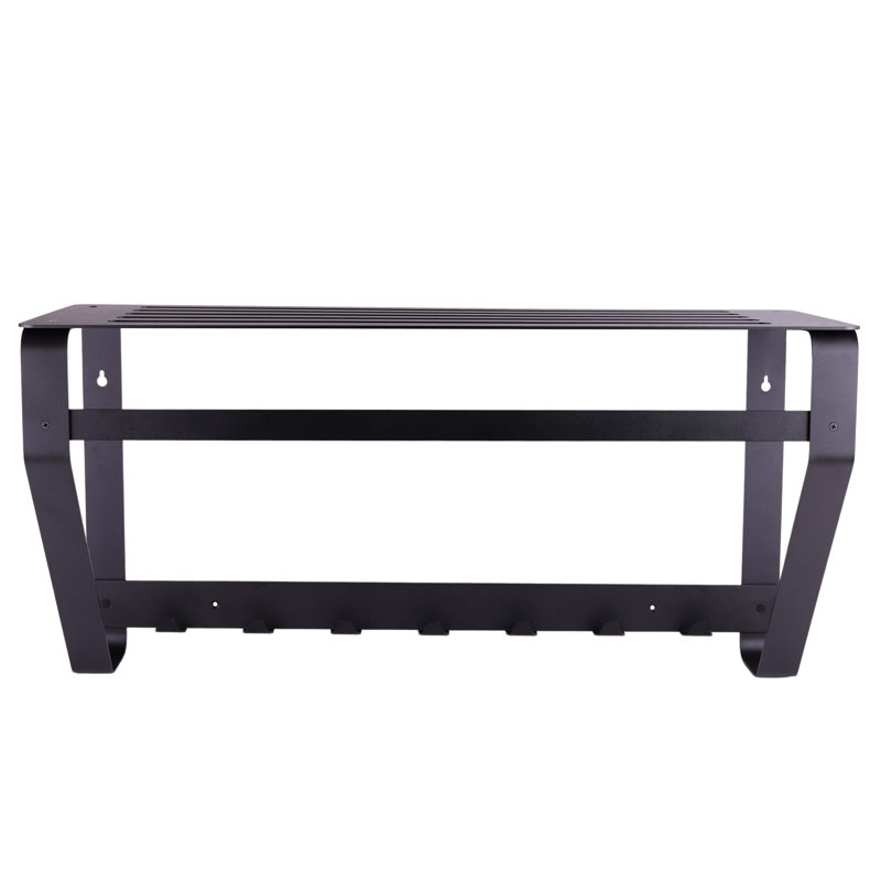 Steel Wall 7 - Hook Wall Mounted Coat Rack, Black