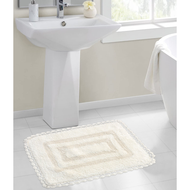 Tapis pour salle de bain Akife, Blanc