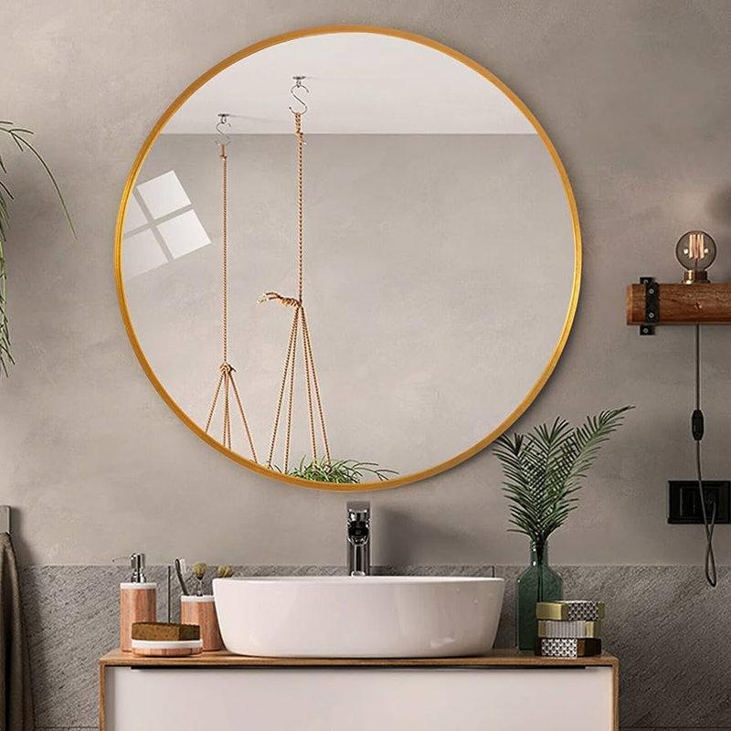 Miroir de salle de bain Denahi, 32 po x 32 po, Or brossé