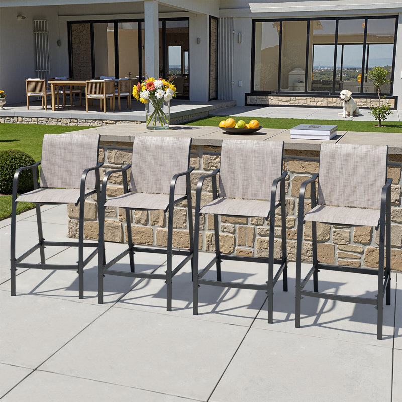 Ensemble de 4 tabourets de bar 28,74 pouces pour l'extérieur, Beige