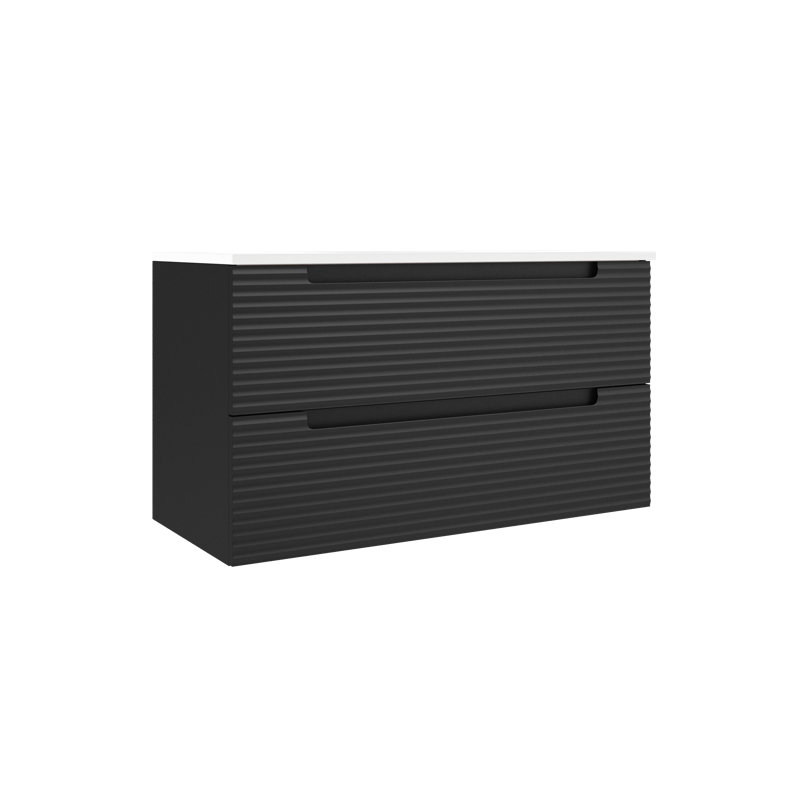 Meuble-lavabo mural simple 40 po avec comptoir en céramique Moncler, Noir