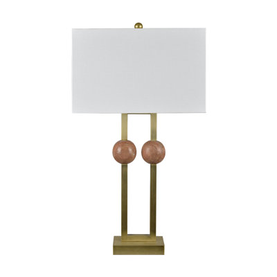 29" Metal Table Lamp With White Shade