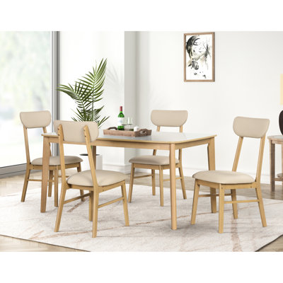 6 Dining Room In White And Oak - Seats 6 Comfortably 6 With Materials Used Oak, Built , Rubberwood Pu Leather For Quality Assurance