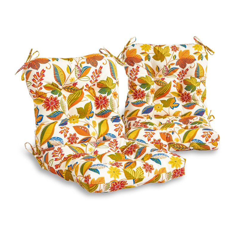 East Urban Home Hinged Outdoor Seat/Back Dining Cushion, Esprit Floral