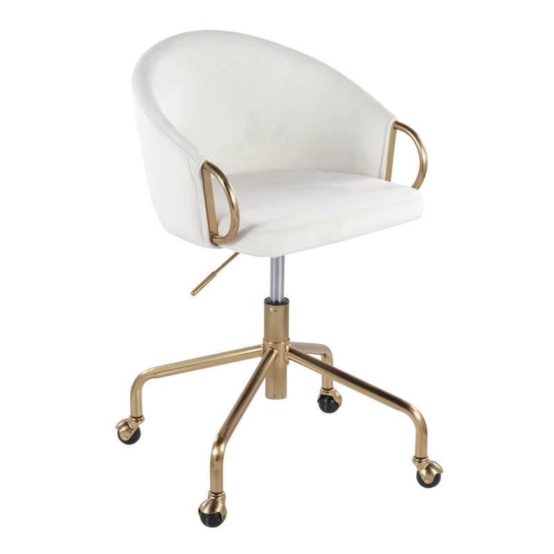 Audwine Task Chair, Cream, Velvet, Gold
