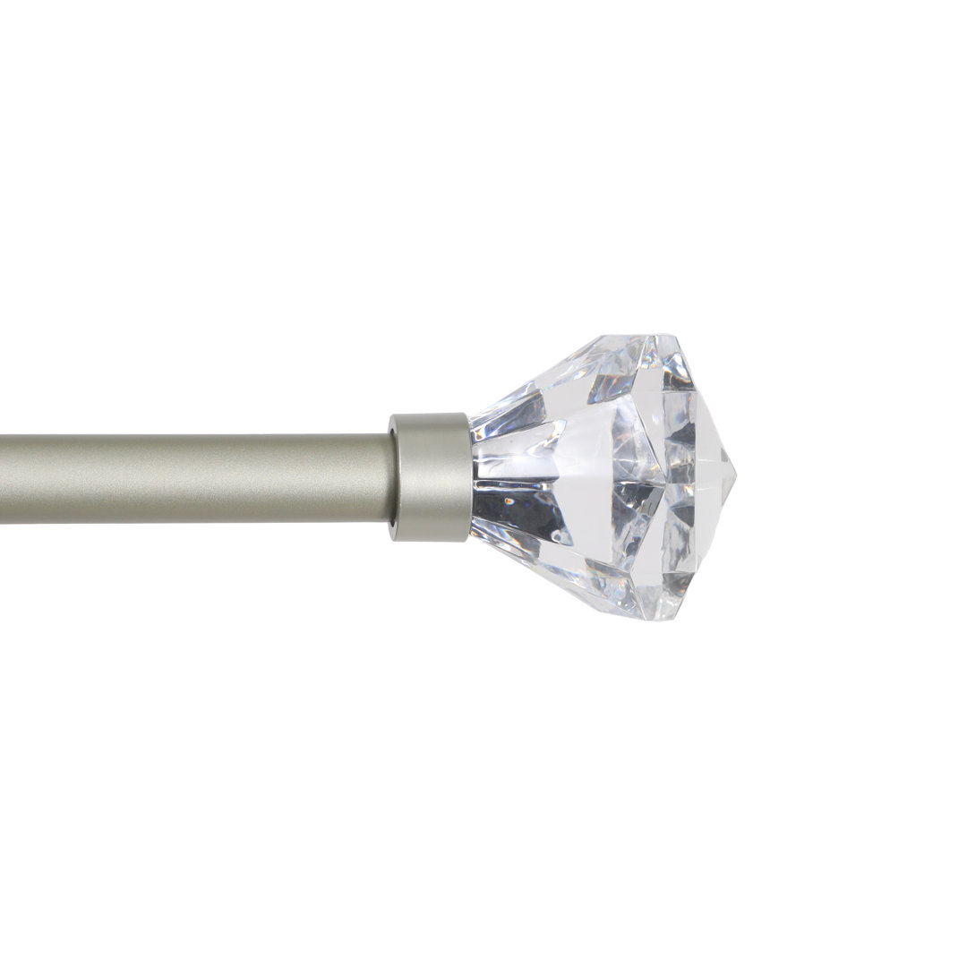 Claremont Brushed Nickel Adjustable 1" Single Curtain Rod Kenney 