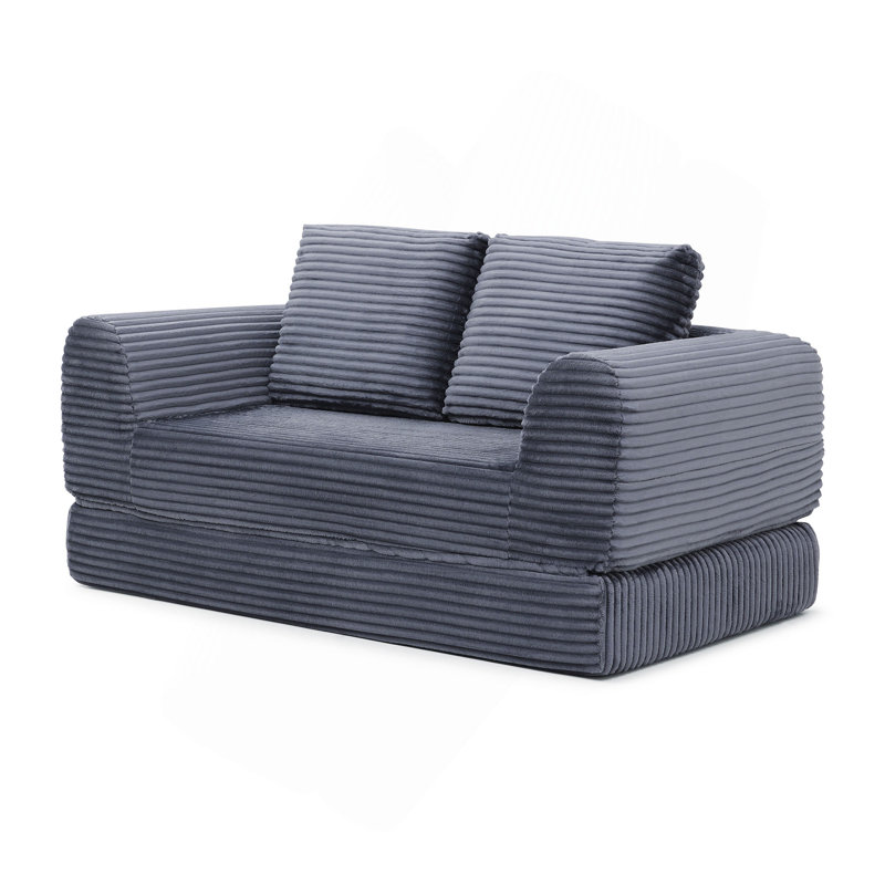 2-In-1 Folding Convertible Sofa Bed, Modern Corduroy Sleeper Couch With 2*Pillows, Futon Modular Upholstered Boneless Loveseat With Pull-Out Bed,Folding Floor Modular Couch For Living Room